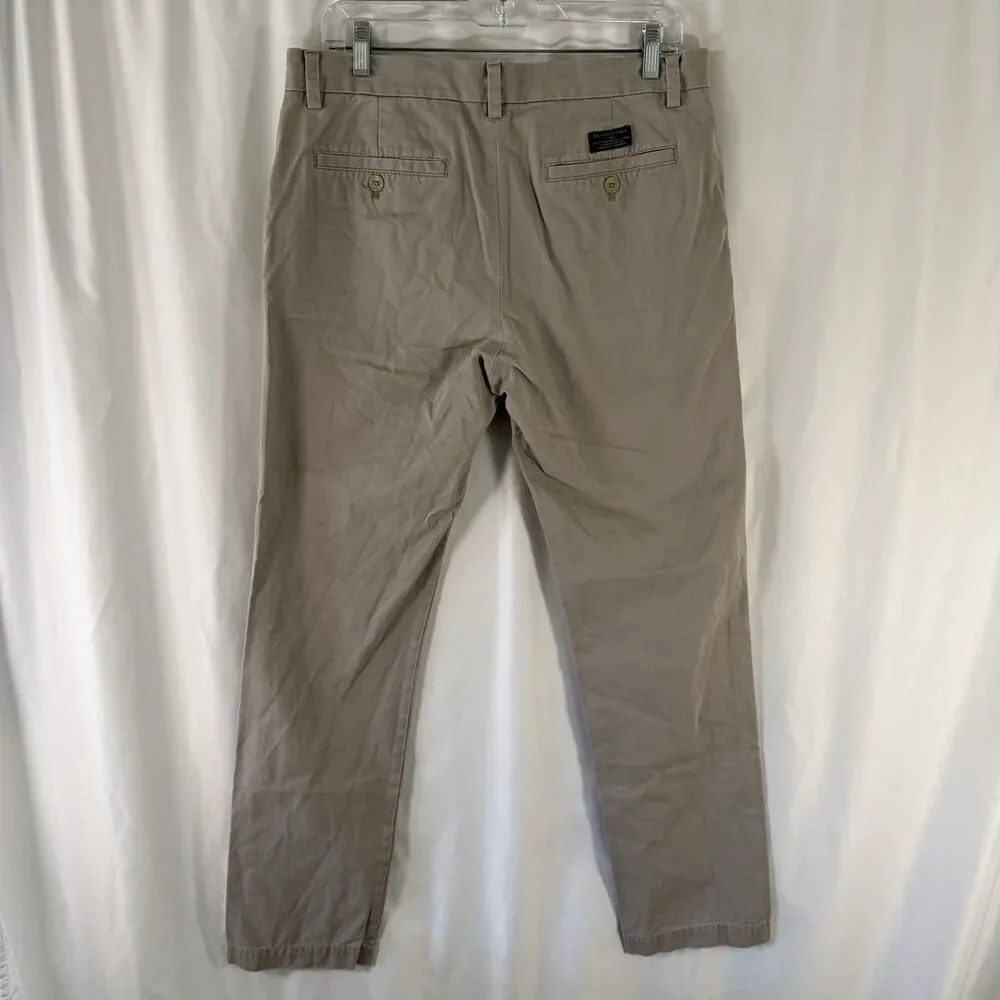 Banana Republic Aiden Chino Mens 32x34 Khaki Flat Front Slash Pocket 100% Cotton